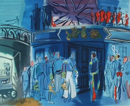 Lithografie Dufy - Reception d’in amiral Anglais sur un bateua Francais