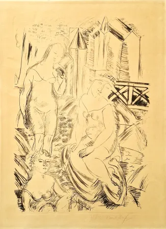 Lithografie Dufy - Trois baigneuses devant le port de Sainte-Adresse