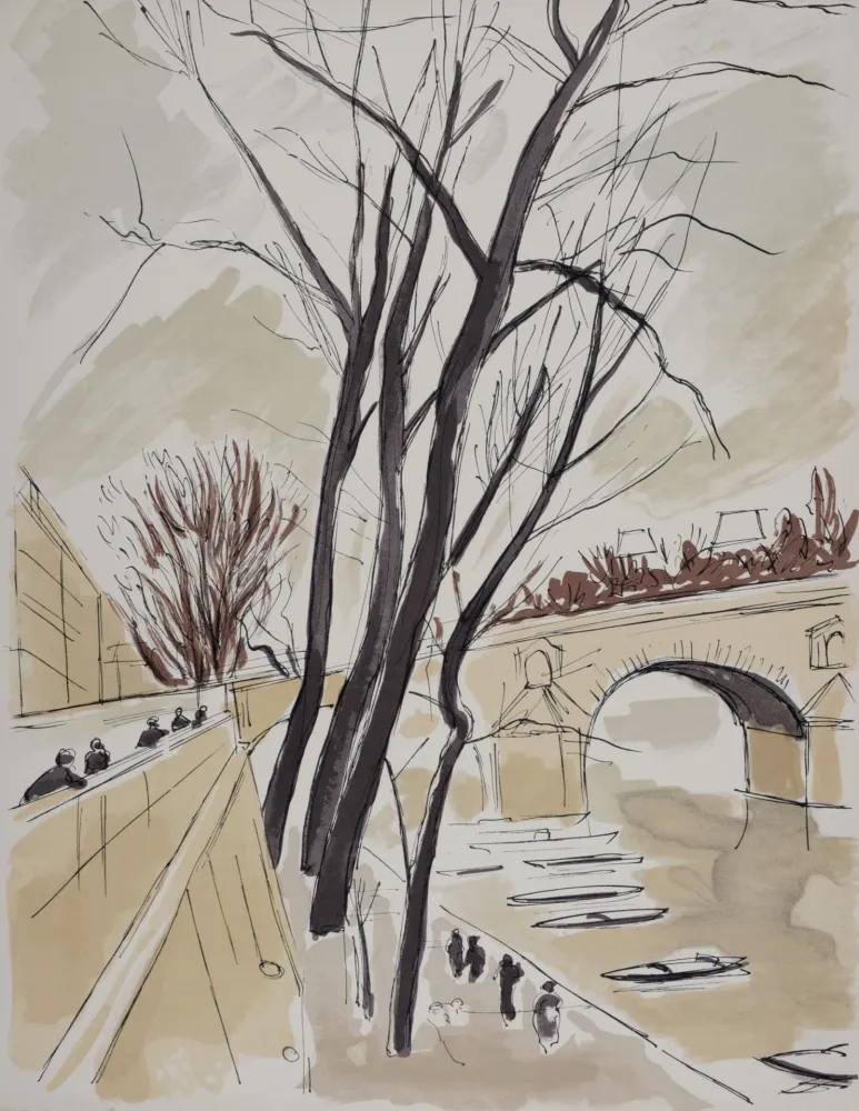 Lithografie Dunoyer De Segonzac - Les Quais de Paris, 1962