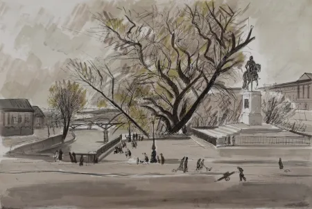Lithografie Dunoyer De Segonzac - Paris le Pont Neuf, 1962