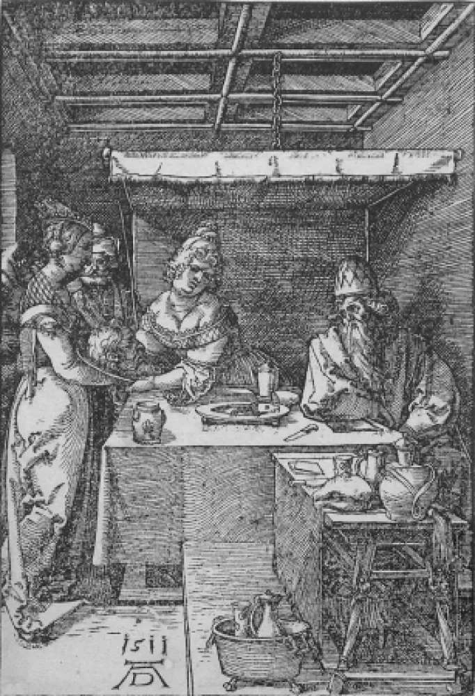 Houtsnede Durer - Salome Presenting the Head of John the Baptist to Herodias
