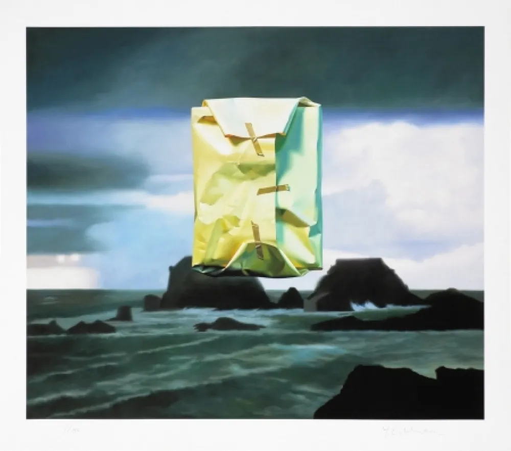 Digitale Print Edelmann - Flashlighted floate parcel in stormy ocean and sky
