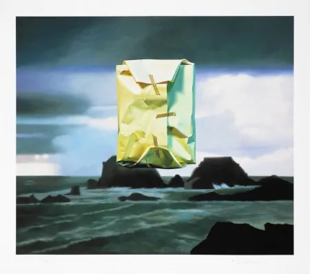 Digitale Print Edelmann - Flashlighted floate parcel in stormy ocean and sky
