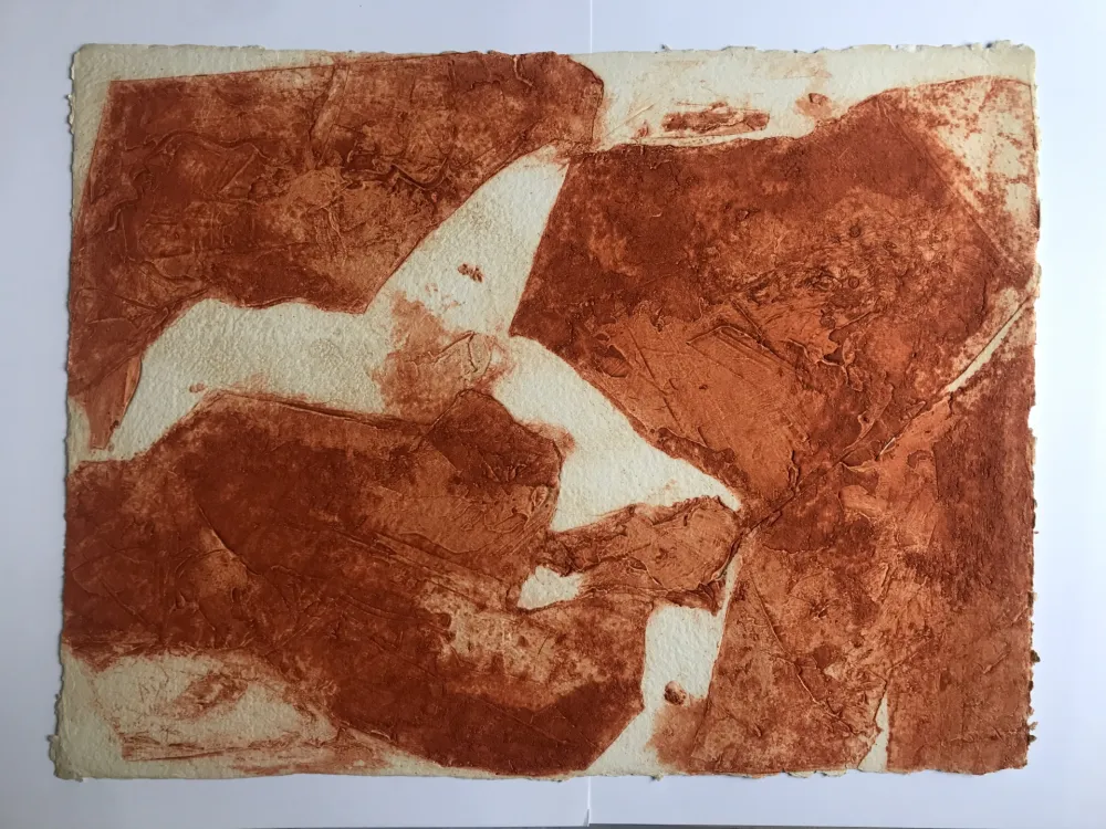 Lithografie En Joong - Sans titre (composition en orange)