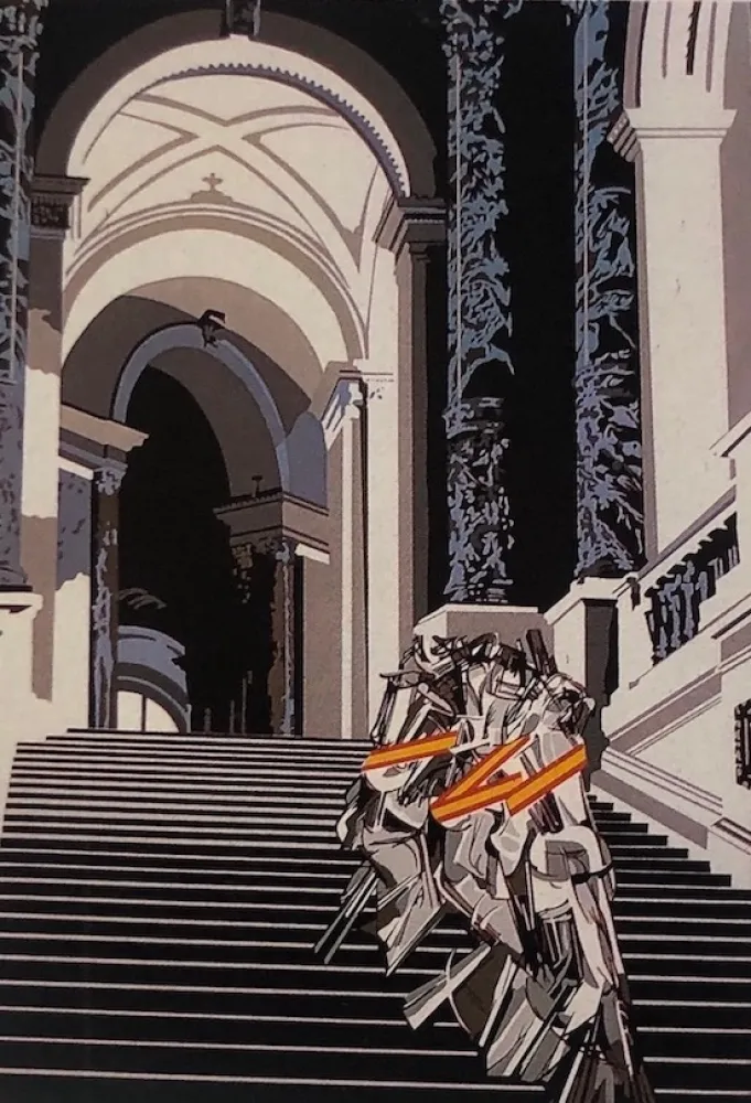 Zeefdruk Equipo Cronica - Desnudo bajando la escalera