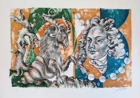 Lithografie Erni - Capricorn and Bach portrait