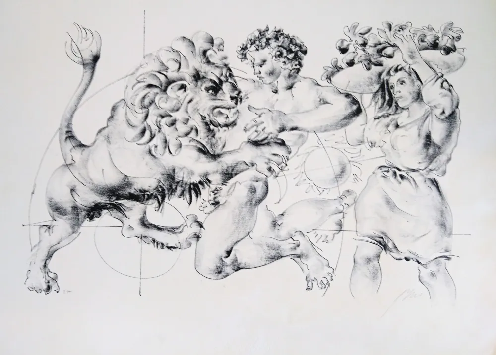 Lithografie Erni - Lion