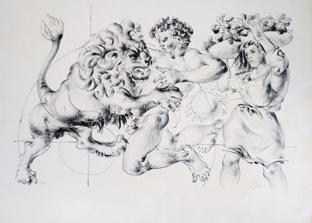 Lithografie Erni - Lion