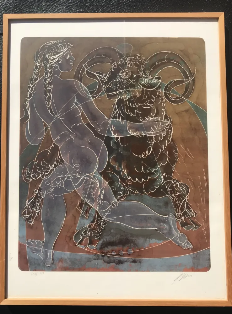 Lithografie Erni - Stierzeichen Widder