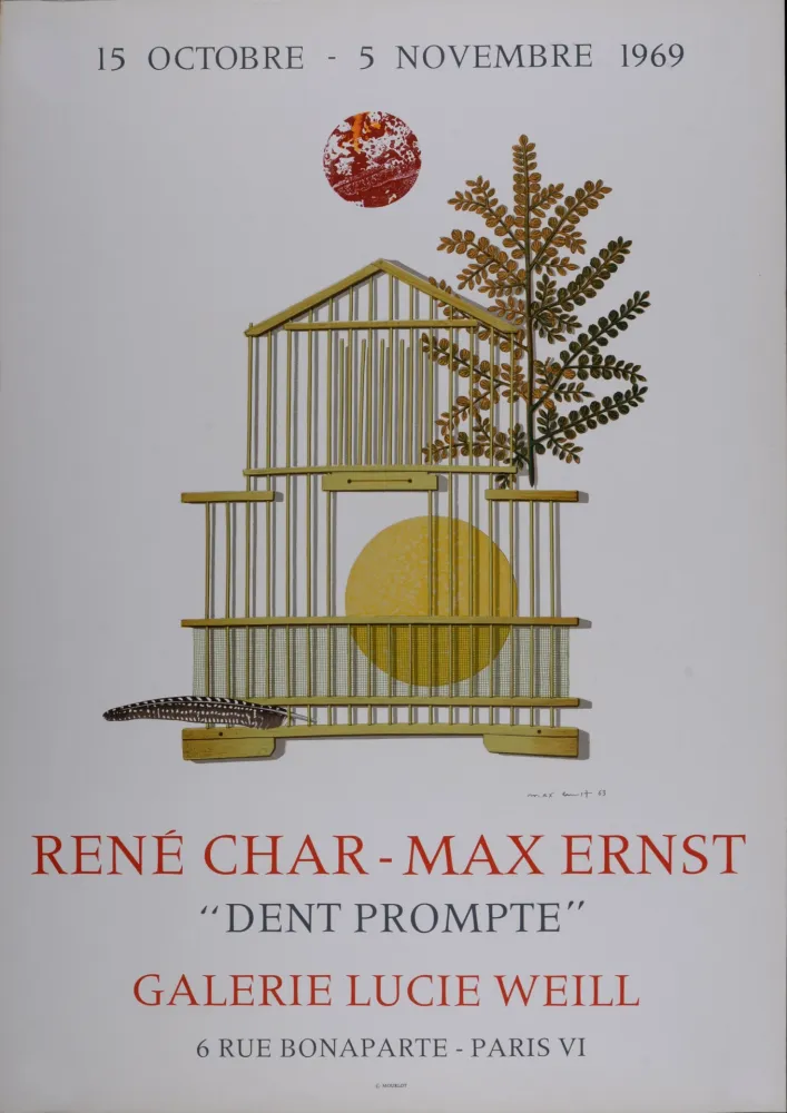 Lithografie Ernst - Dent Prompte, Galerie Lucie Weill, 1969