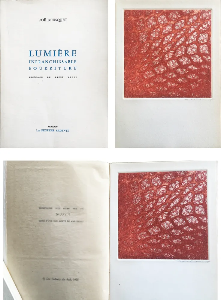 Ets En Aquatint Ernst - Joë Bousquet : LUMIERE INFRANCHISSABLE POURRITURE (1964).