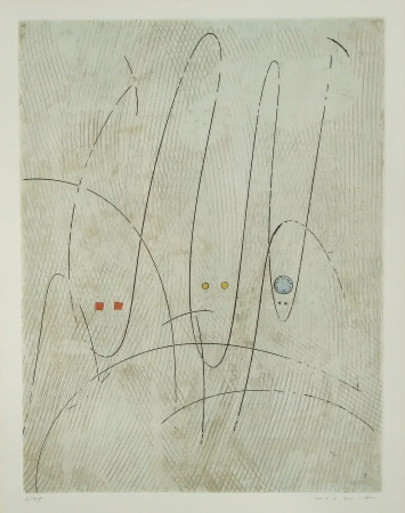 Ets En Aquatint Ernst - Les Requins ou Trois requins en quête d'une victime