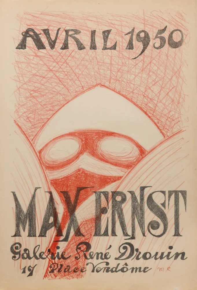 Lithografie Ernst - MASQUE. [Affiche pour une exposition à la galerie René Drouin]