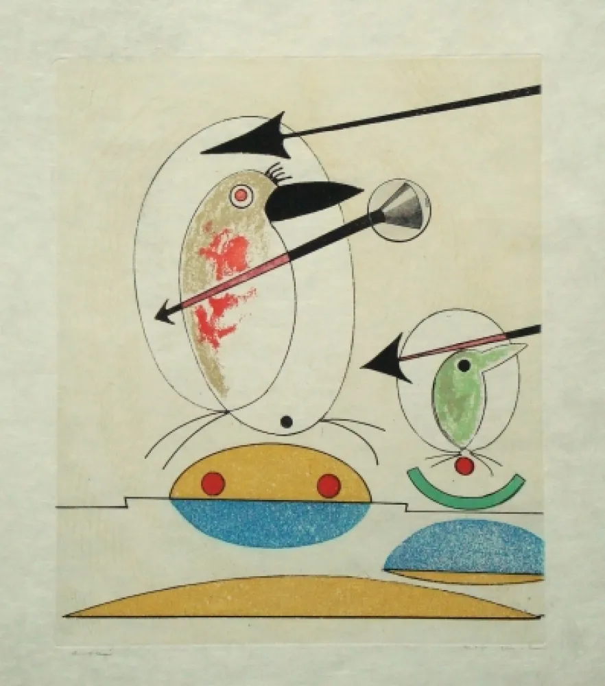 Ets En Aquatint Ernst - Oiseaux en péril