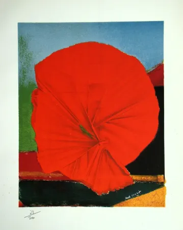 Lithografie Ernst - Rote Blume