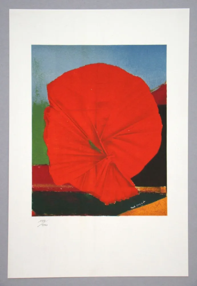 Lithografie Ernst - Rote Blume