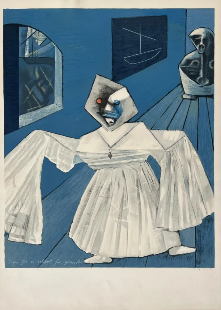 Lithografie Ernst - Sign for a School for Pirates 