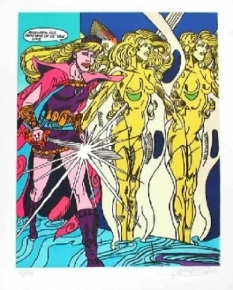 Lithografie Erro - Swordslady