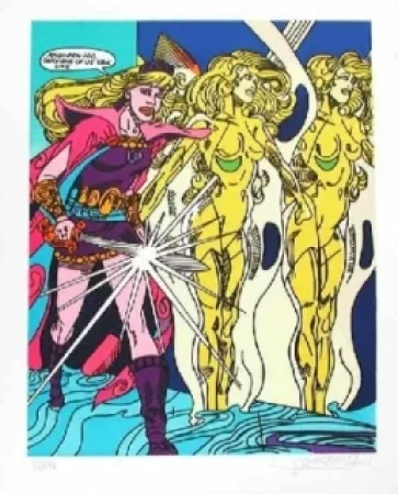 Lithografie Erro - Swordslady