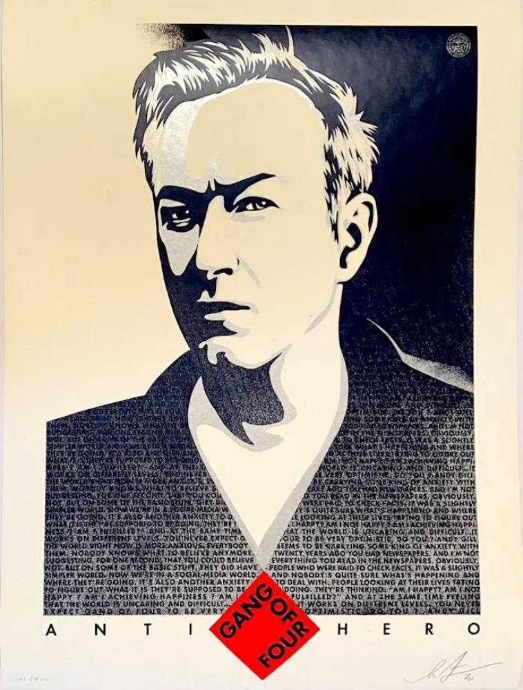 Zeefdruk Fairey - Andy Gill Anti-Hero US