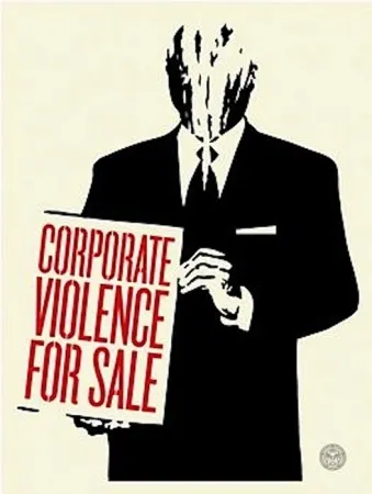 Zeefdruk Fairey - Corporate Violence for Sale
