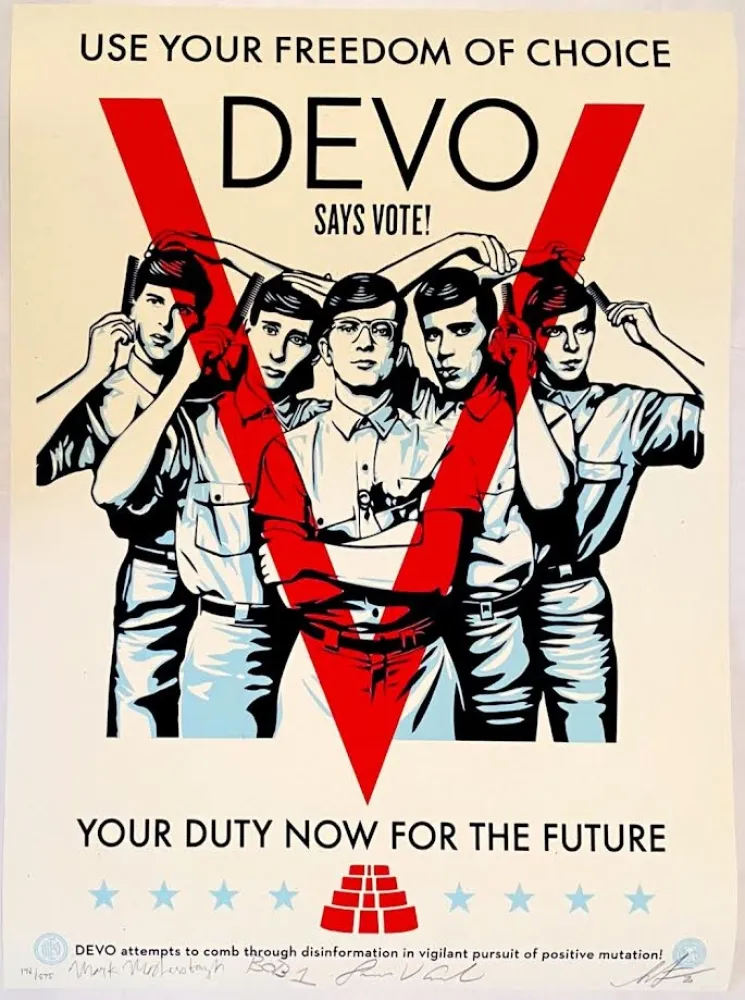 Zeefdruk Fairey - DEVO Vote!
