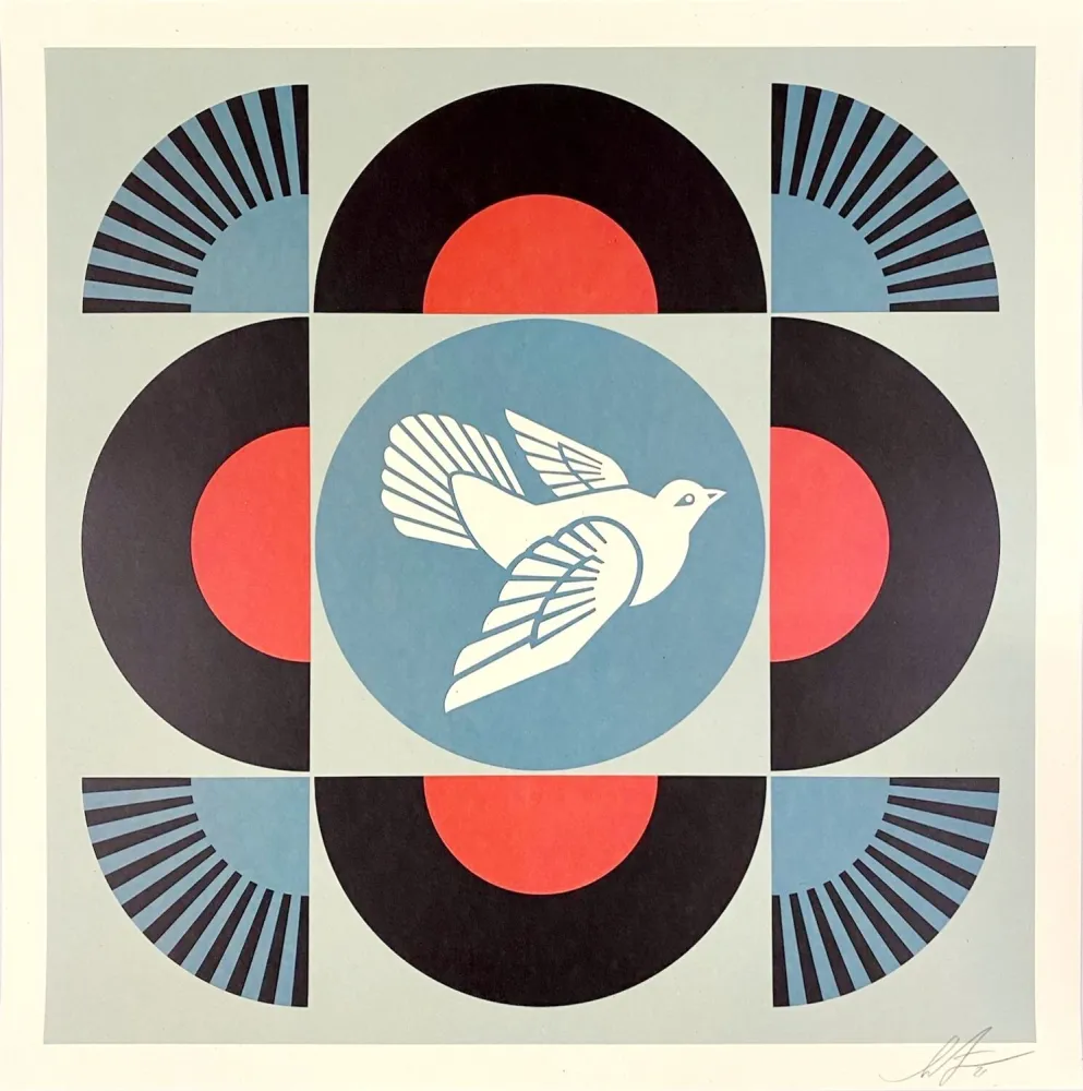 Lithografie Fairey - Geometric Dove (Black)