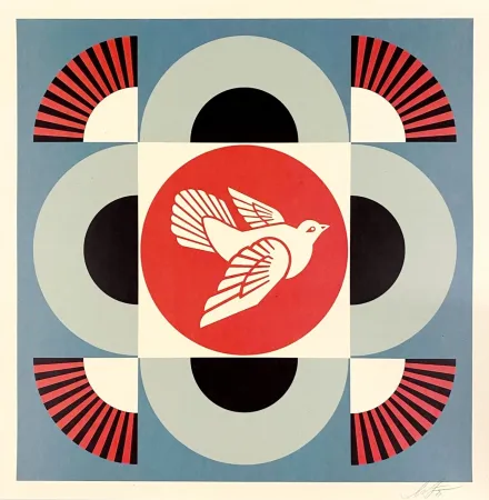 Lithografie Fairey - Geometric Dove (Blue)