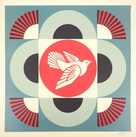 Zeefdruk Fairey - Geometric Dove - Blue