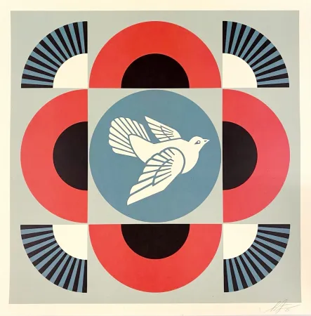 Lithografie Fairey - Geometric Dove (Red)