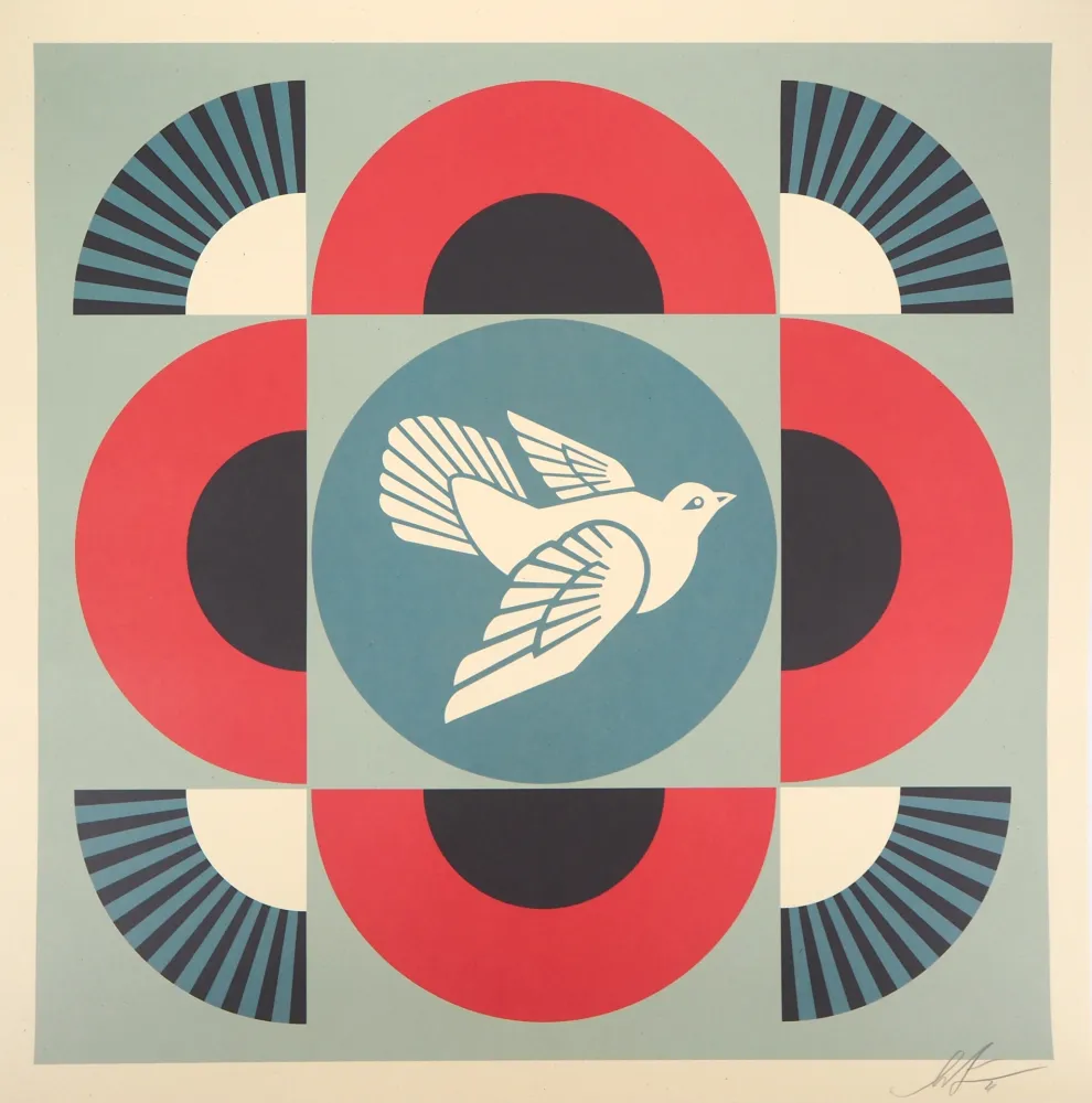 Zeefdruk Fairey - Geometric Dove - Red
