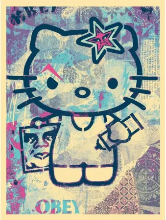 Zeefdruk Fairey - Hello Kitty - Blue