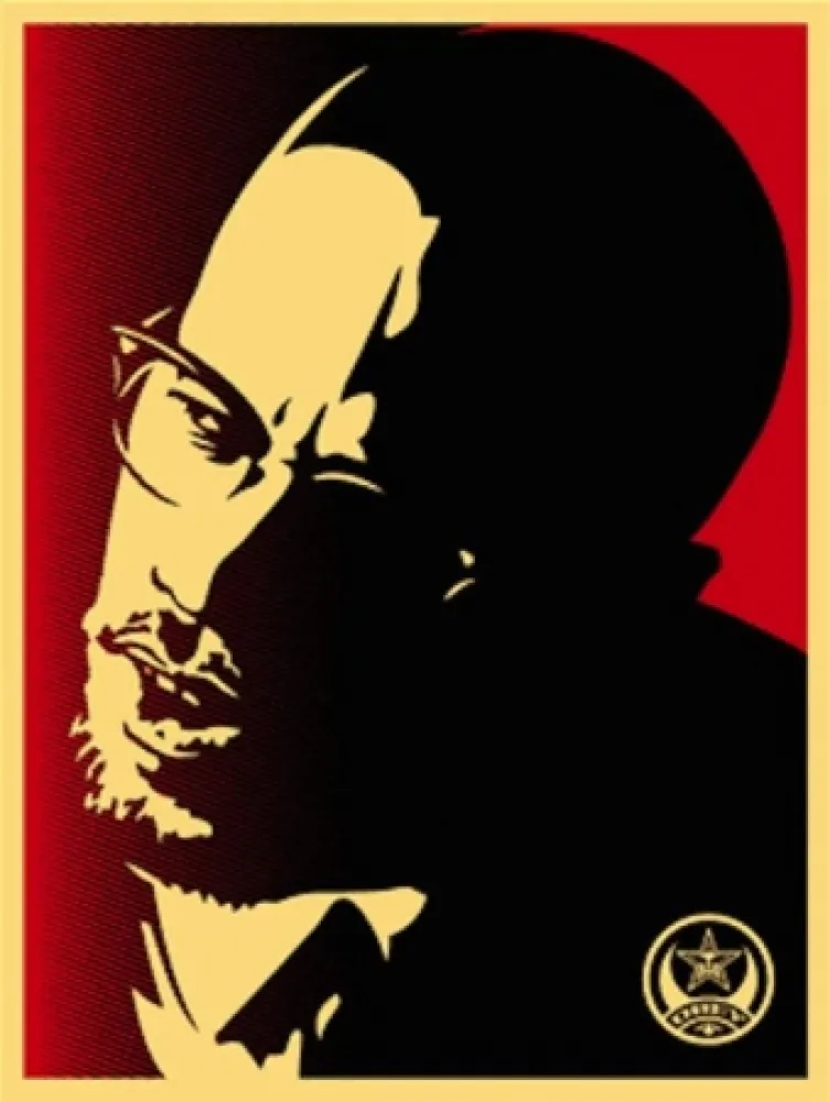 Zeefdruk Fairey - Malcolm X Red