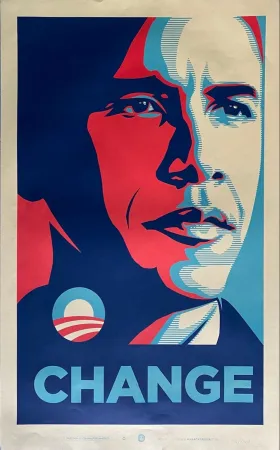 Zeefdruk Fairey - Obama Change