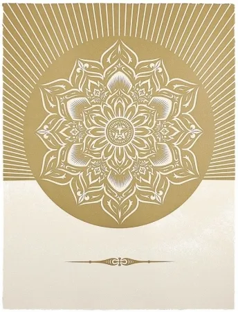 Zeefdruk Fairey - Obey Lotus Diamond (White / Gold)