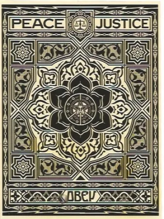 Zeefdruk Fairey - Peace and Justice Ornament (Black)