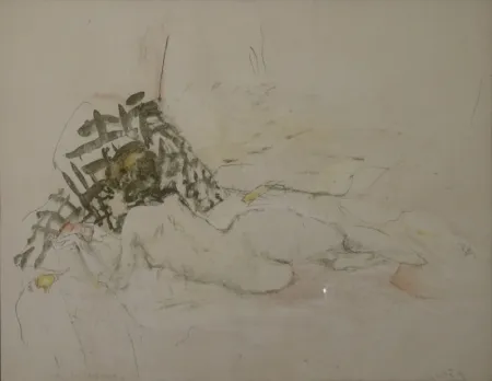 Lithografie Falk - (Liegender Akt