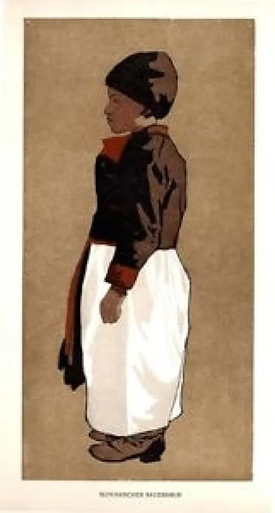 Houtsnede Fanto - Slovakischer Bauernbub / Slovak Farmboy