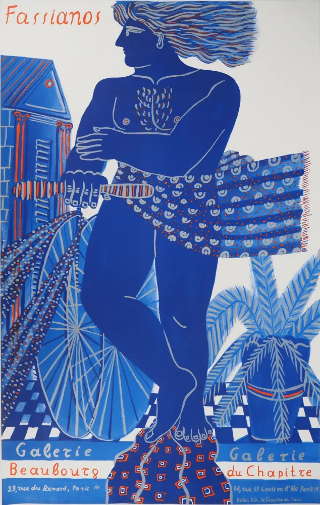 Lithografie Fassianos - Cycliste dans le vent