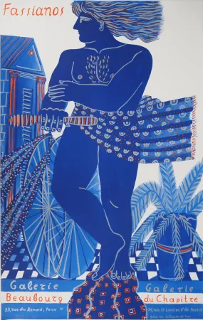 Lithografie Fassianos - Cycliste dans le vent