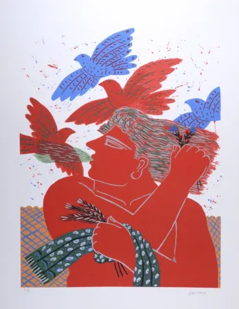 Lithografie Fassianos - Eole