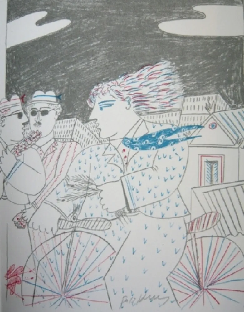 Lithografie Fassianos - Homme bleu