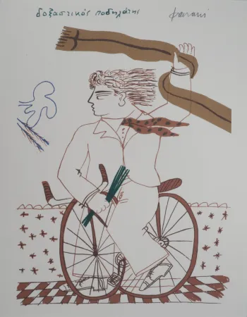Lithografie Fassianos - Homme élégant à vélo