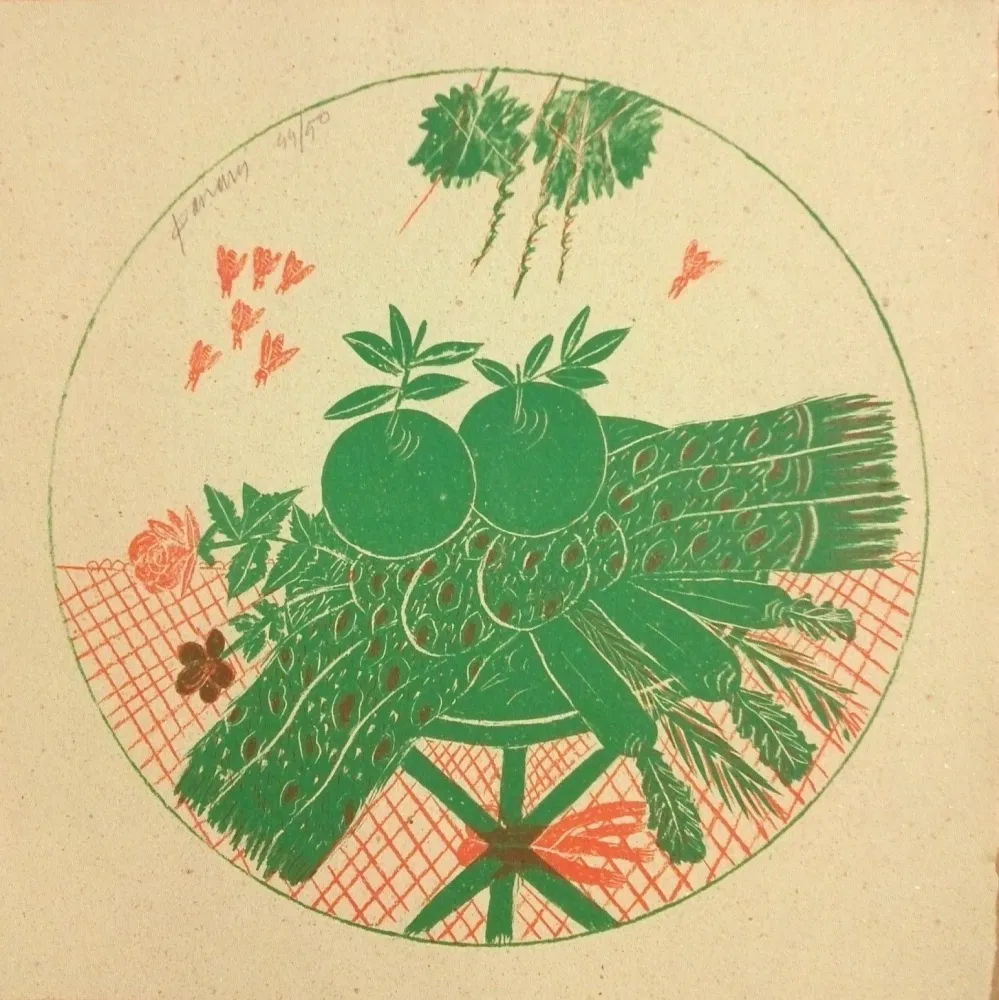 Lithografie Fassianos - Pommes et foulard