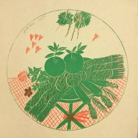 Lithografie Fassianos - Pommes et foulard
