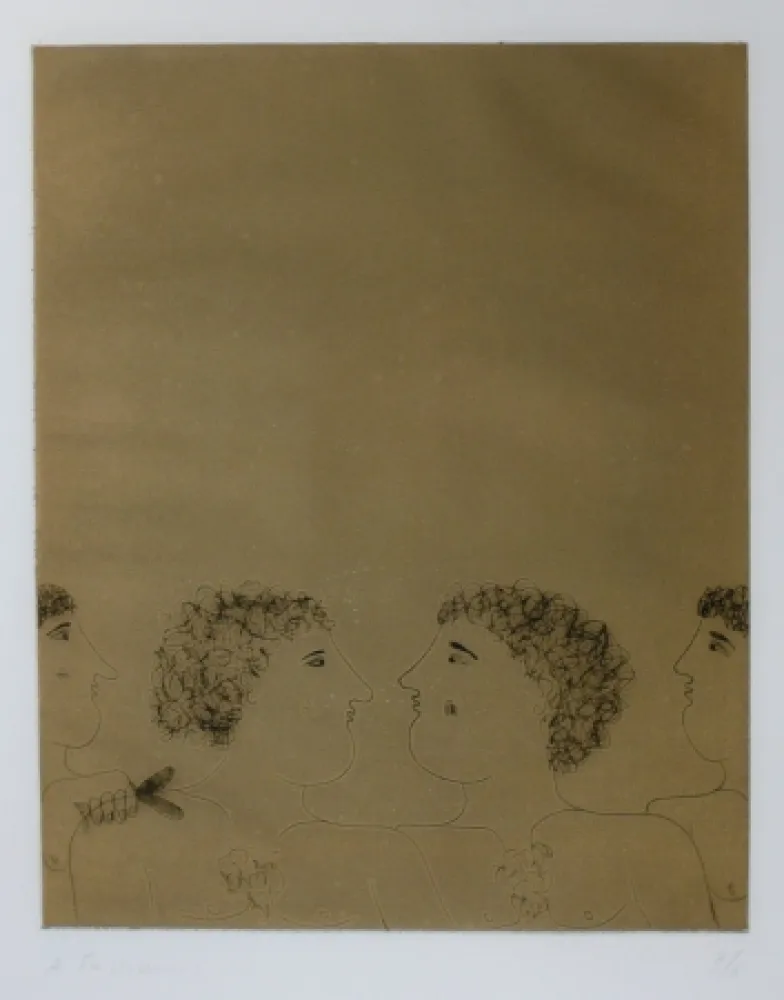 Ets En Aquatint Fassianos - Quatre personnages