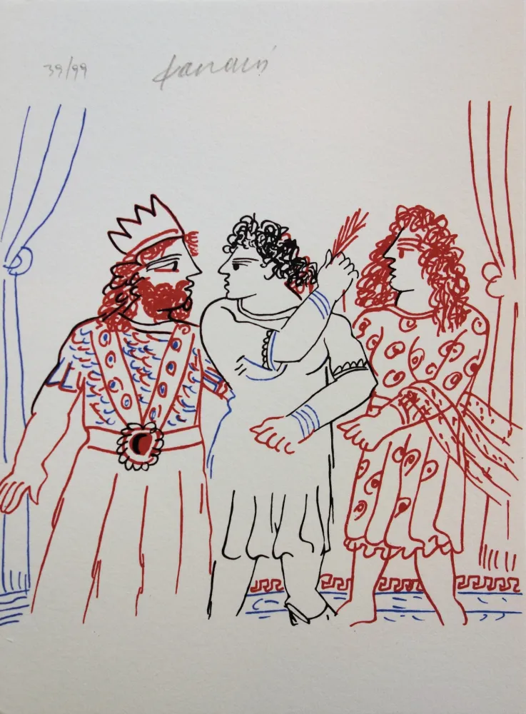 Lithografie Fassianos - Roi et Couple Grec