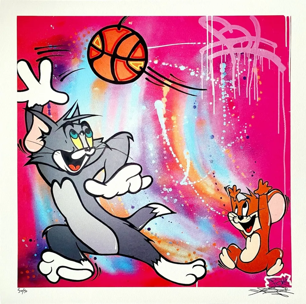 Lithografie Fat - Tom & Jerry