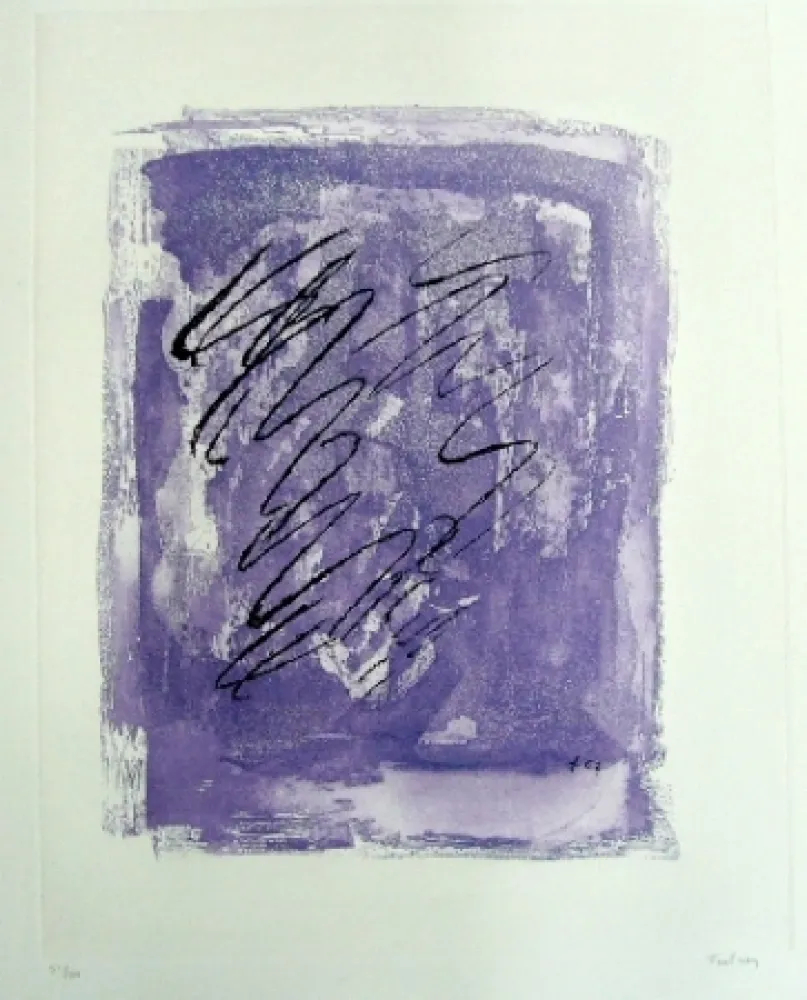 Ets En Aquatint Fautrier - Griffure sur fond violet