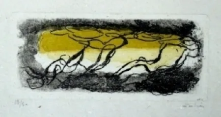 Ets En Aquatint Fautrier - Paysage jaune et violet